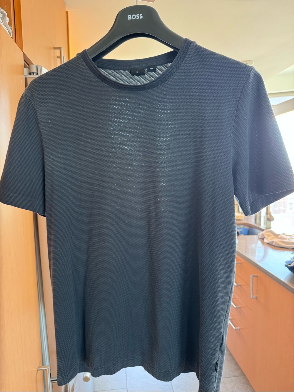 Hugo Boss Blue Textured Short Sleeve Crew Neck Tee